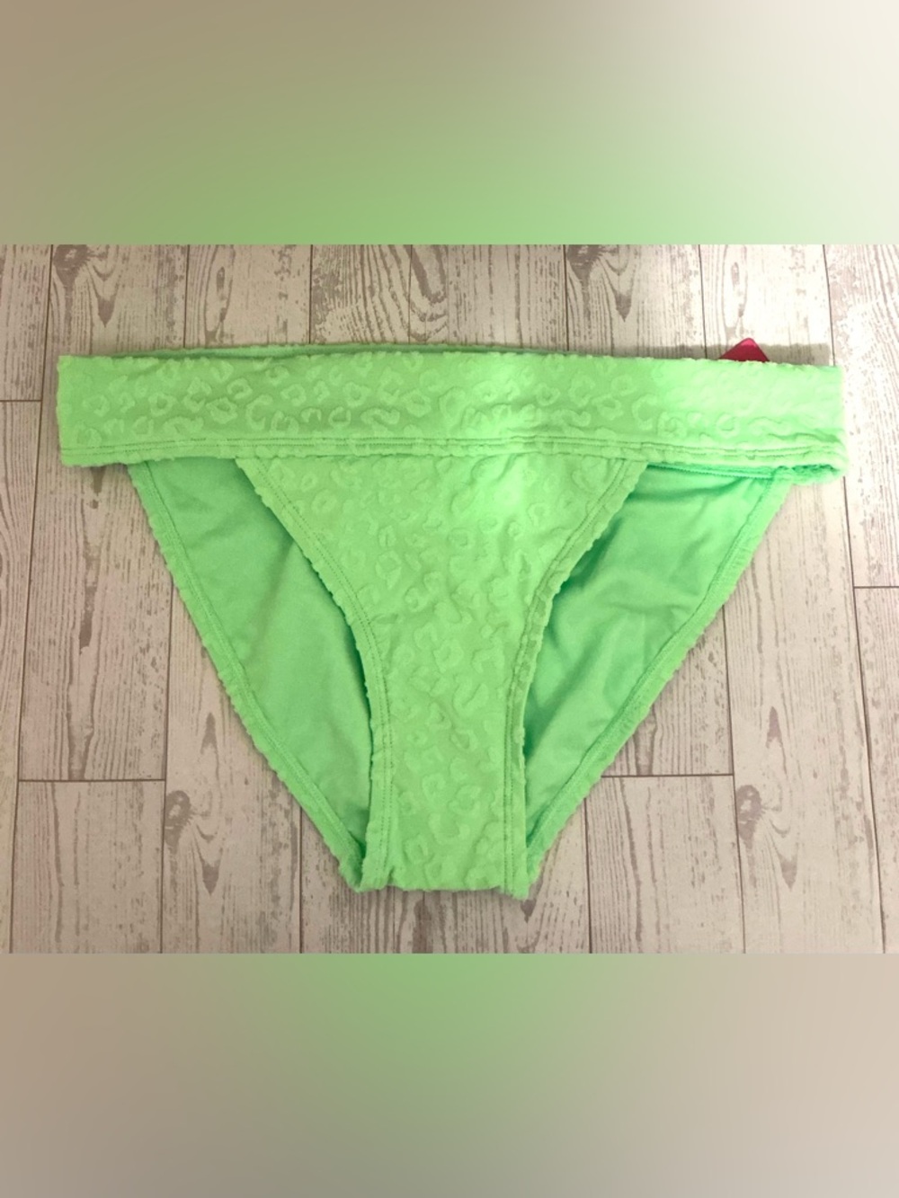Neon Green Textured Bikini Bottom - Women Swim